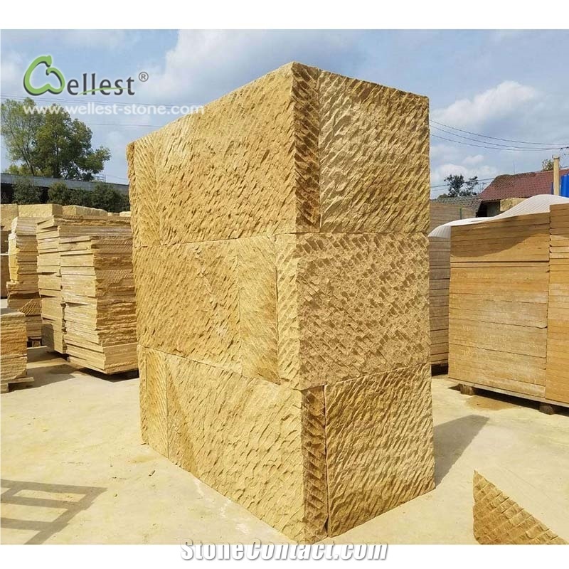 Golden Yellow Retaining Wall Block Fence Stone