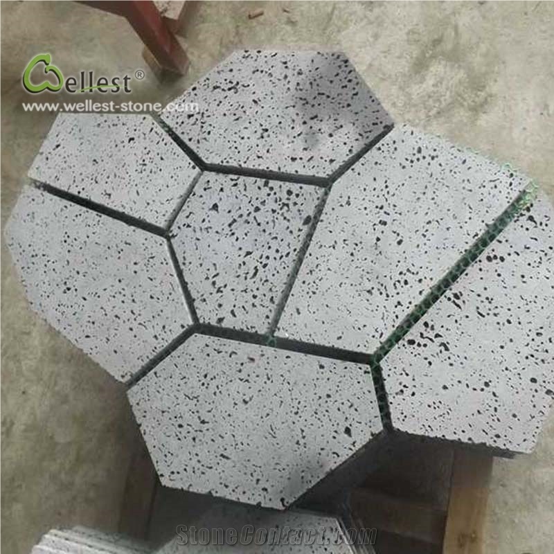 Grey Basalt Paver Meshed Random Crazy Flag Stone