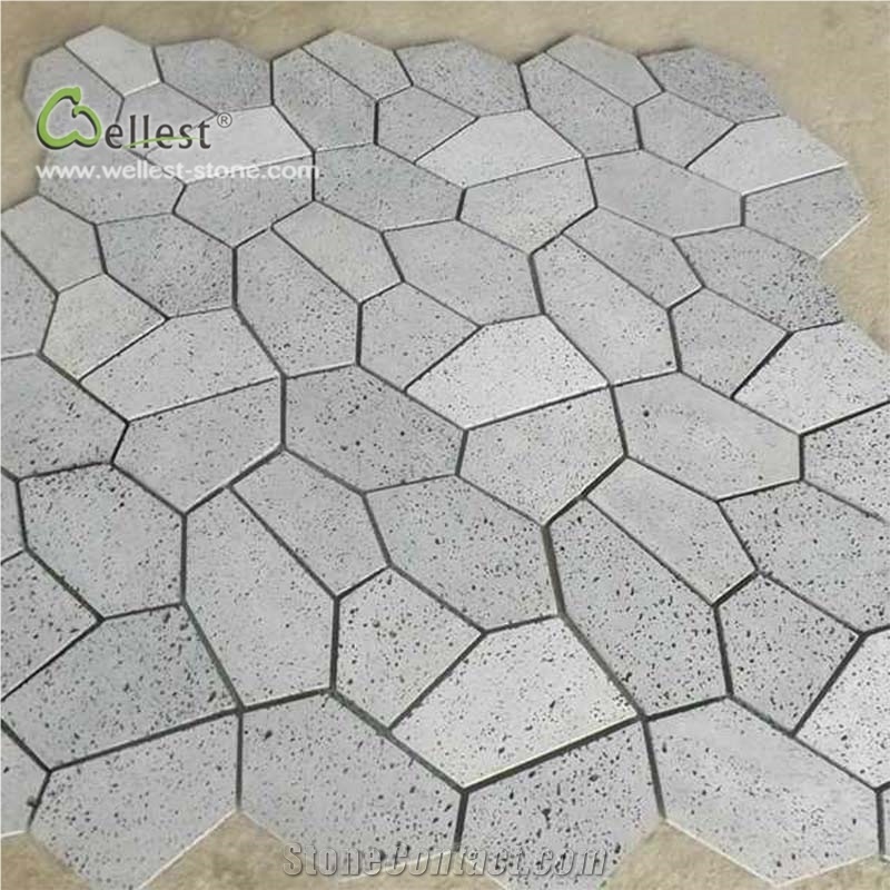 Grey Basalt Paver Meshed Random Crazy Flag Stone
