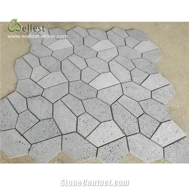 Grey Basalt Paver Meshed Random Crazy Flag Stone
