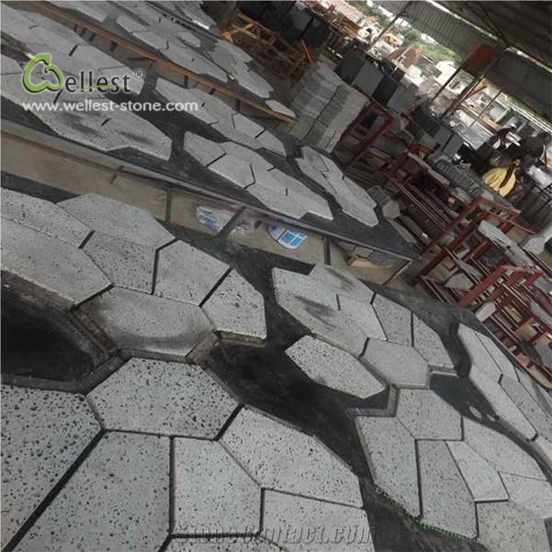 Grey Basalt Paver Meshed Random Crazy Flag Stone