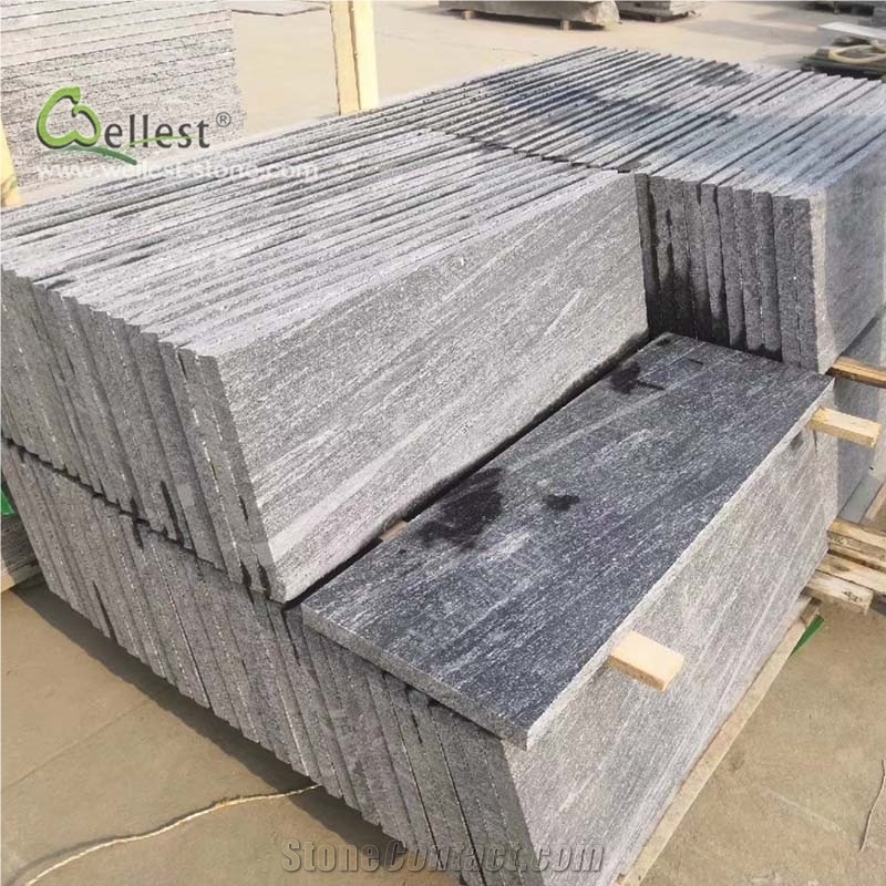 Grey Floor Tile Stair Risers Treads Steps Design