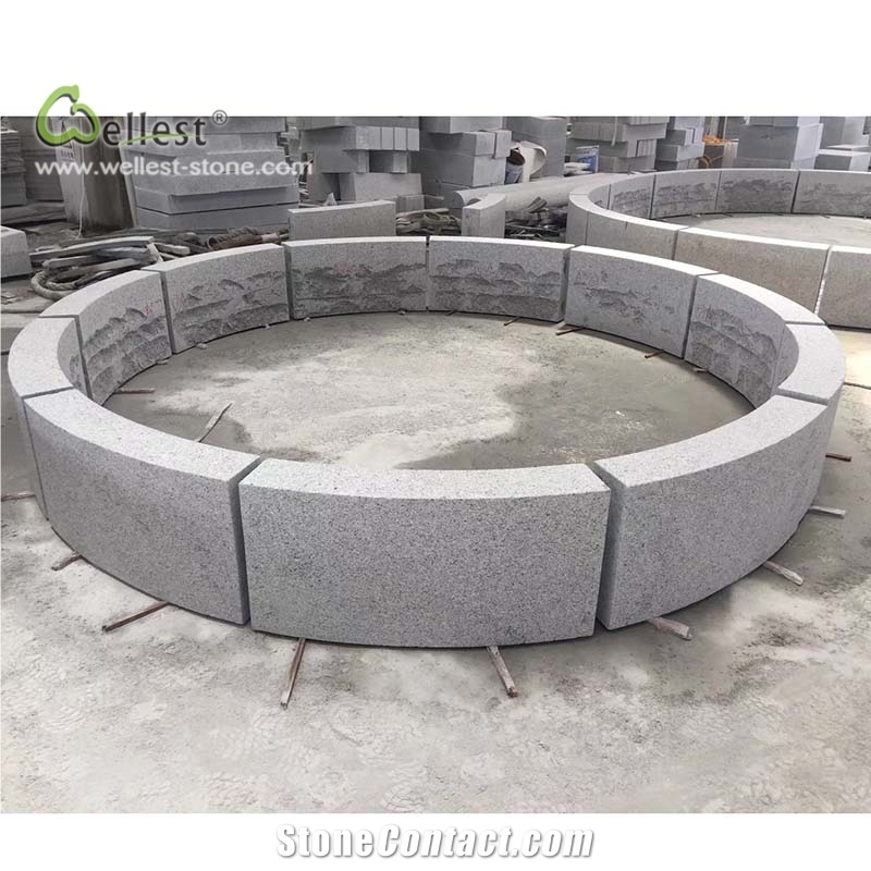 Grey Round Fountain Pond Base Kerbstone