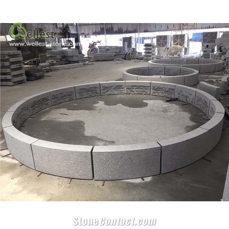 Grey Round Fountain Pond Base Kerbstone