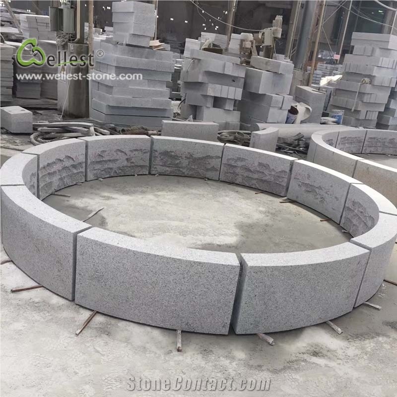 Grey Round Fountain Pond Base Kerbstone