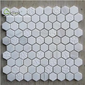 Grey White Mosaic Cube Shape and Hexagon Shape