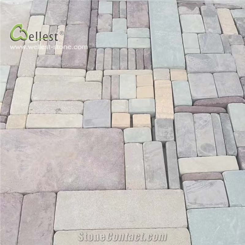 High Ash Coloful Paver Brick Look Tumbled Sides