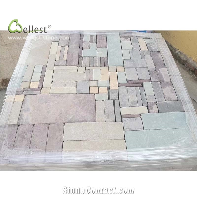 High Ash Coloful Paver Brick Look Tumbled Sides