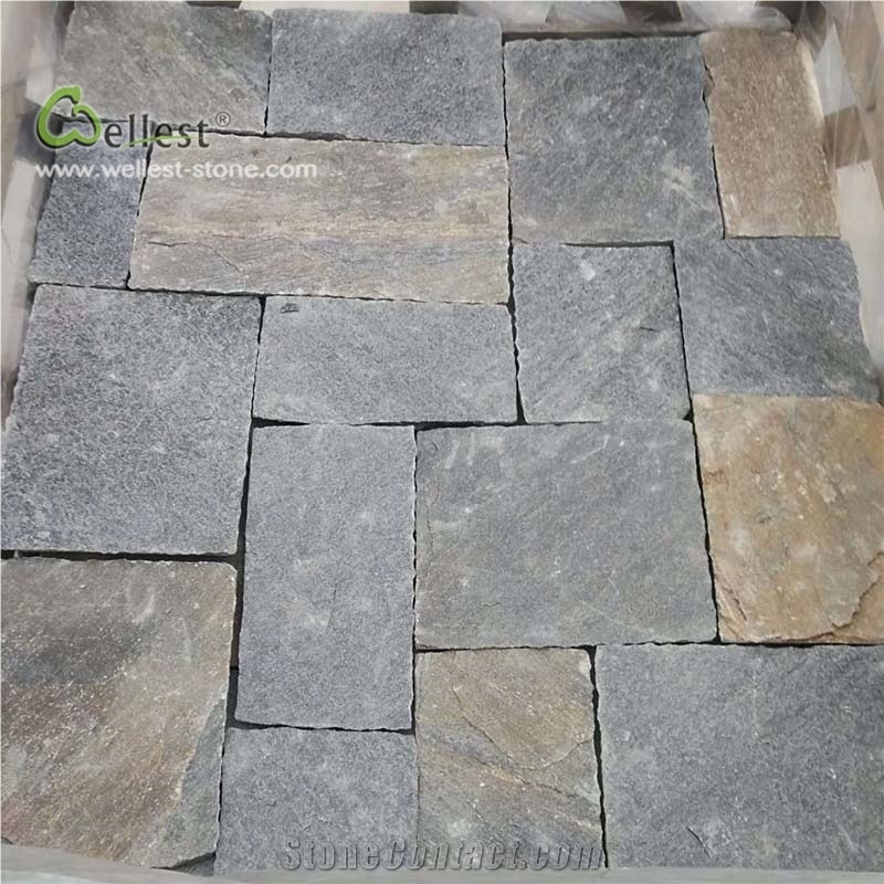 Light Blue and Yellow Loose Stone Brick Look