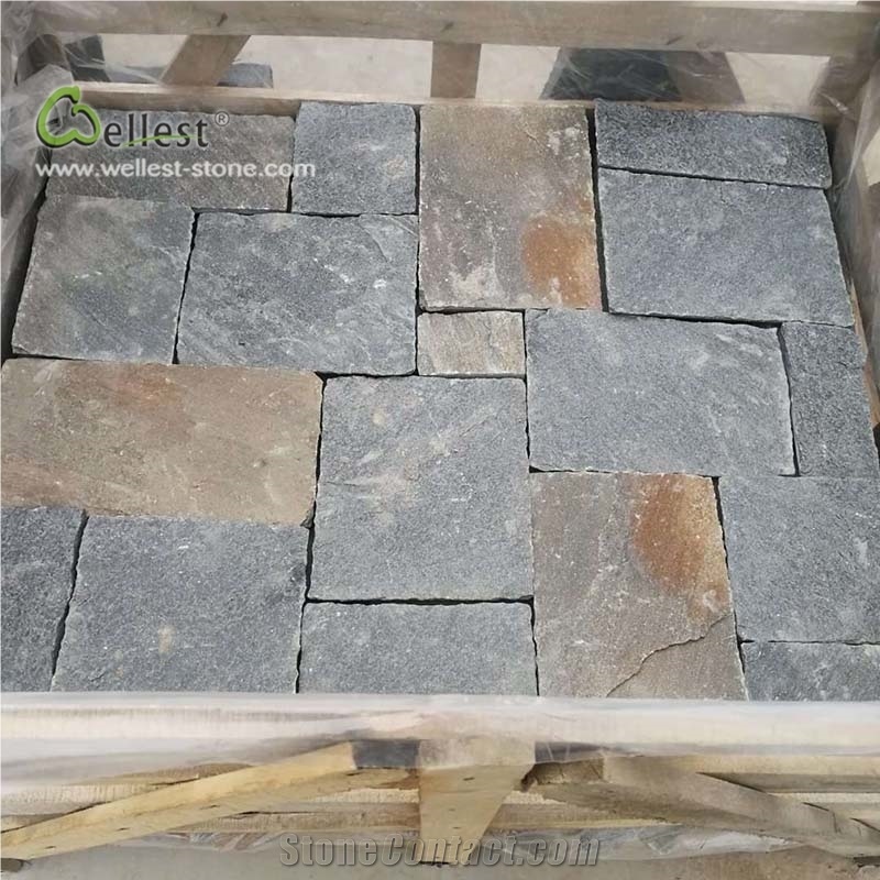 Light Blue and Yellow Loose Stone Brick Look