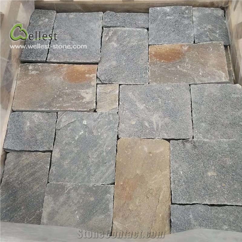 Light Blue and Yellow Loose Stone Brick Look