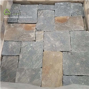 Light Blue and Yellow Loose Stone Brick Look