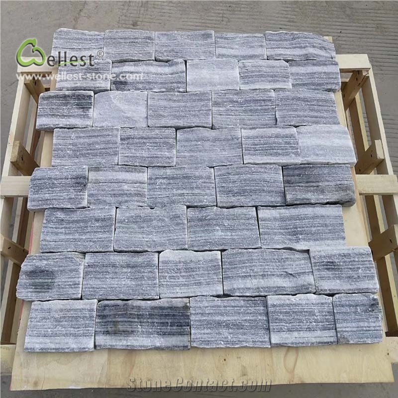 Light Blue Grey Loose Stone Straight Stripe Veins