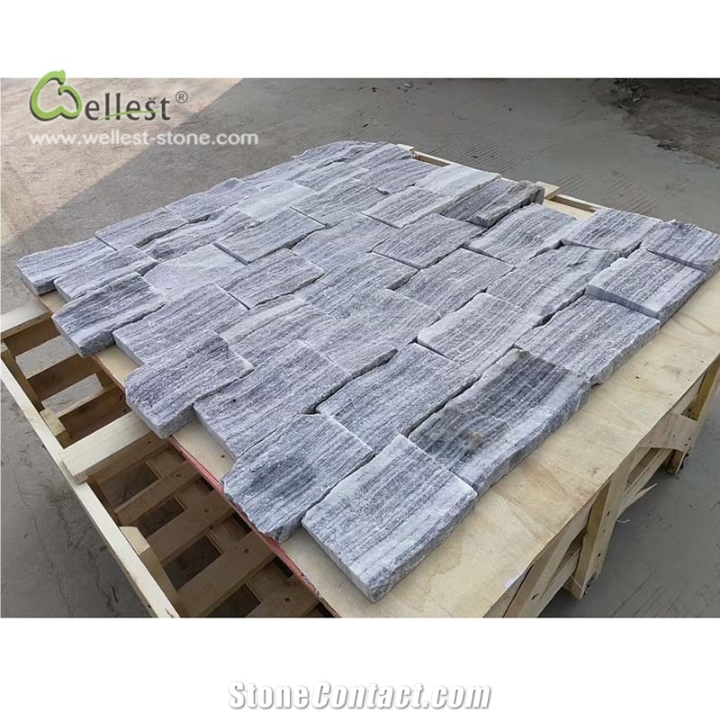 Light Blue Grey Loose Stone Straight Stripe Veins