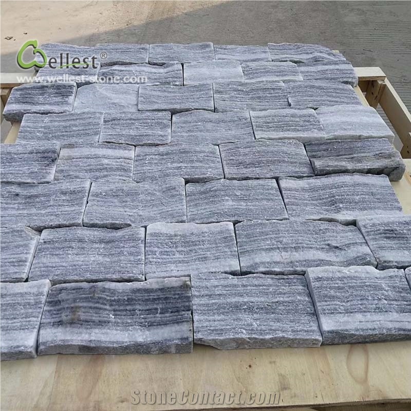 Light Blue Grey Loose Stone Straight Stripe Veins
