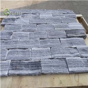 Light Blue Grey Loose Stone Straight Stripe Veins