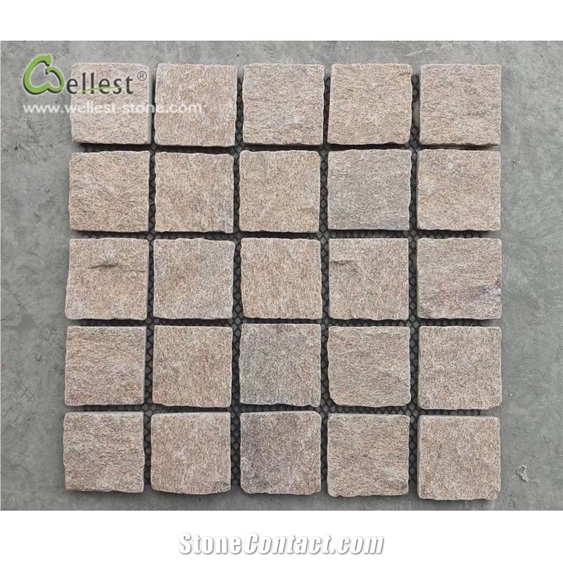 Light Brown Mesh Backed Cube Stone Luxury Garden