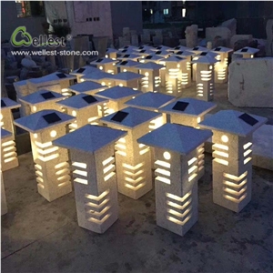 Light Grey Stone Mailbox Look Lanterns Landscape