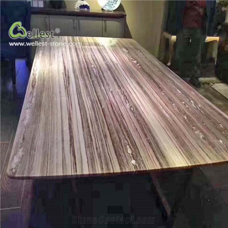 Light Purple Brown Big Size Marble Dining Tabletop