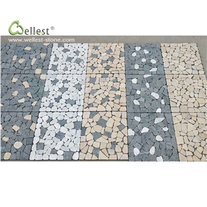 Mix Color Flat Pebble Look Mosaic Meshed Pattern