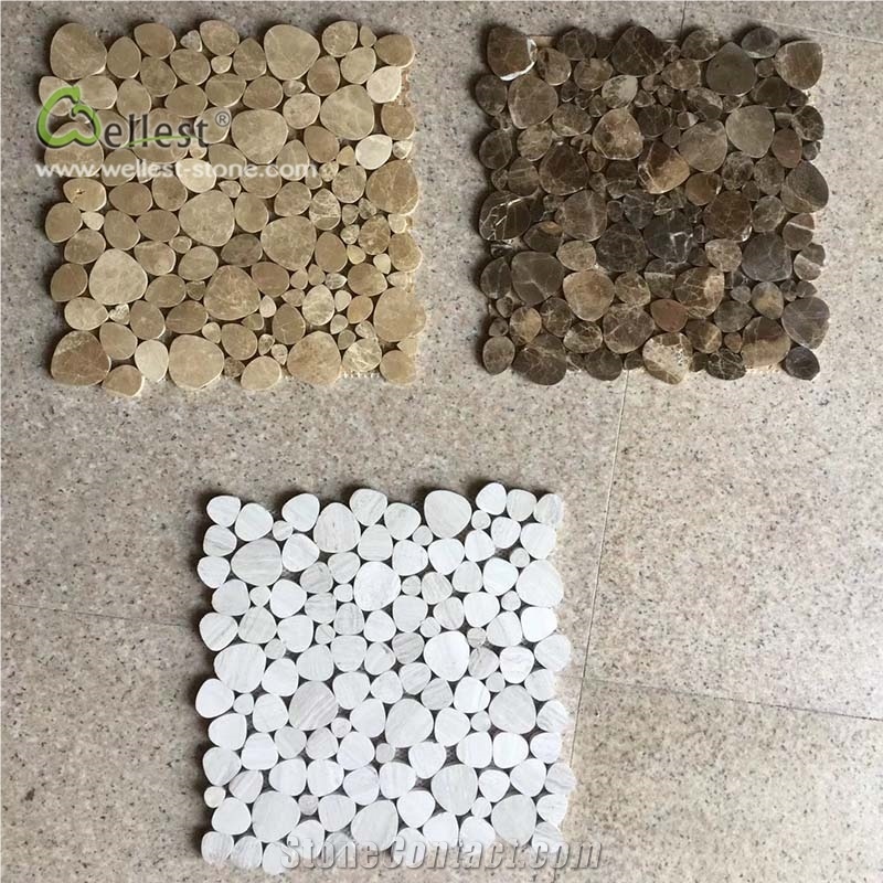 Pattern Mosaic Pebble Meshed Flat Surface