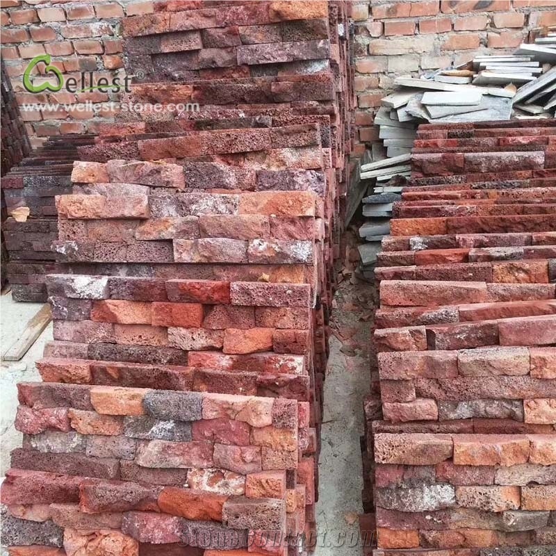 Red Volcanic Stone Lava Ledgestone Wall Cladding