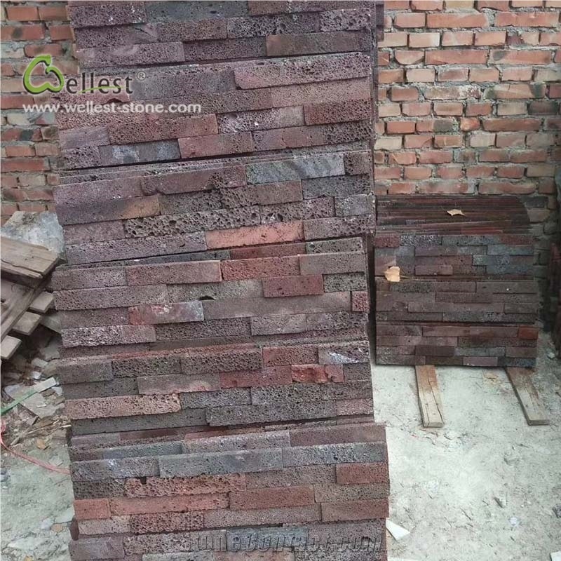 Red Volcanic Stone Lava Ledgestone Wall Cladding