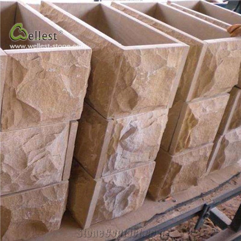 Rosy Brown Retaining Panel Fence Mushroomed Stone
