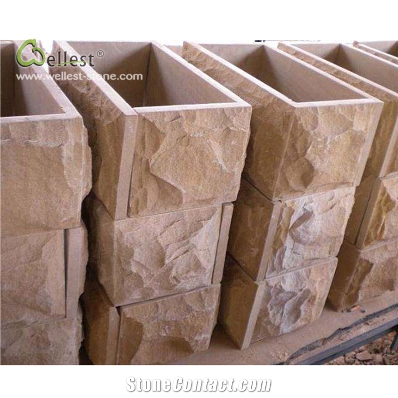 Rosy Brown Retaining Panel Fence Mushroomed Stone