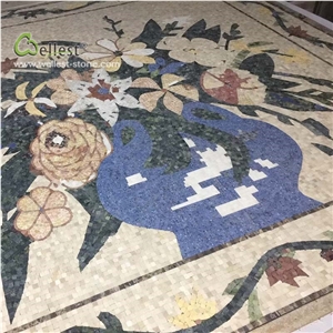 Still Life Flower Pattern Mosaic Interior Floor