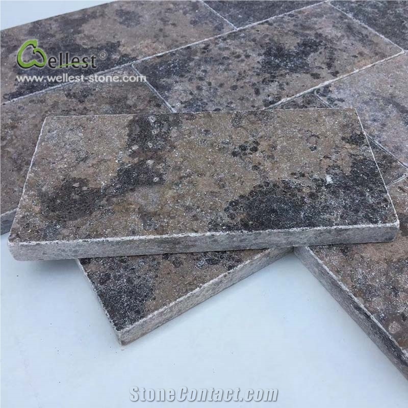 Tan Brown Brick Look Paver Stripe Floor Tile