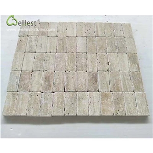 Wheat Beige Travertine Paver Brick Look Tumbled