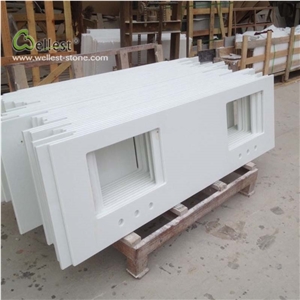 White Quartzite Vanity Tops Single Double Sink 310