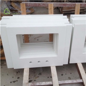 White Quartzite Vanity Tops Single Double Sink 310