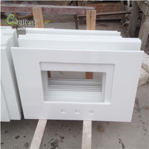 White Quartzite Vanity Tops Single Double Sink 310
