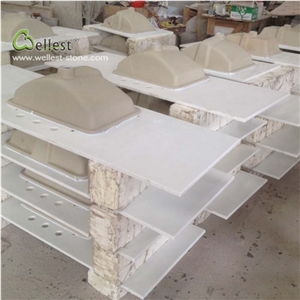 White Quartzite Vanity Tops Single Double Sink 310