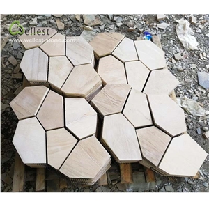 Wood Color Flag Stone on Mesh Flat Surface