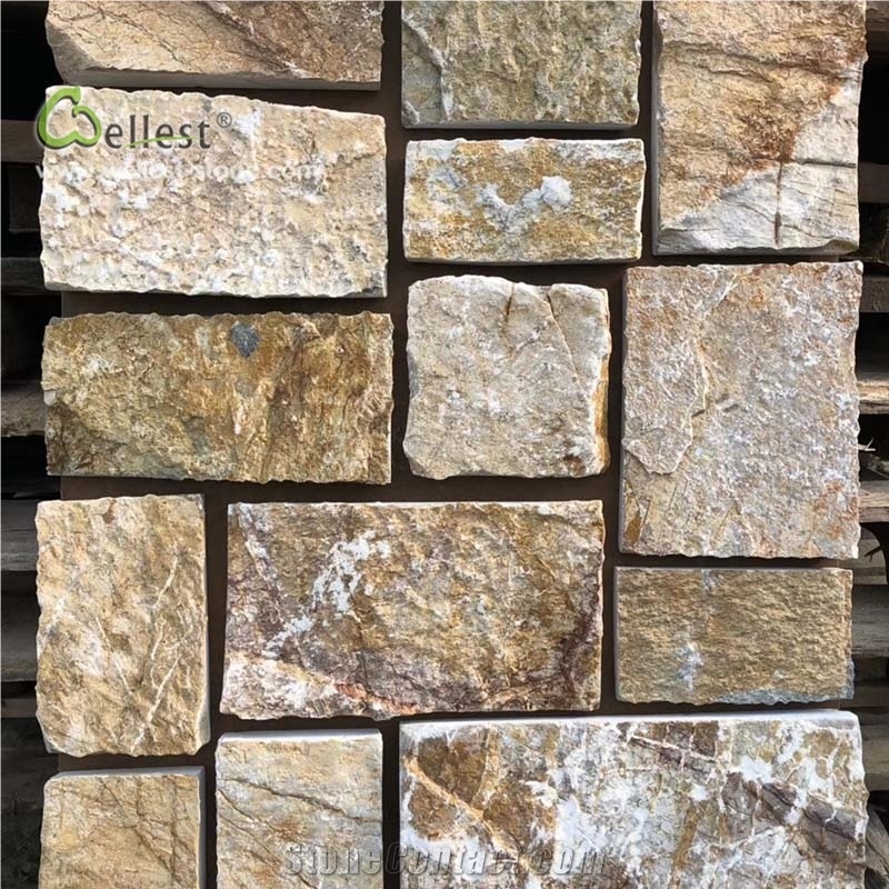 Yellow and Beige Loose Stone Brick Look