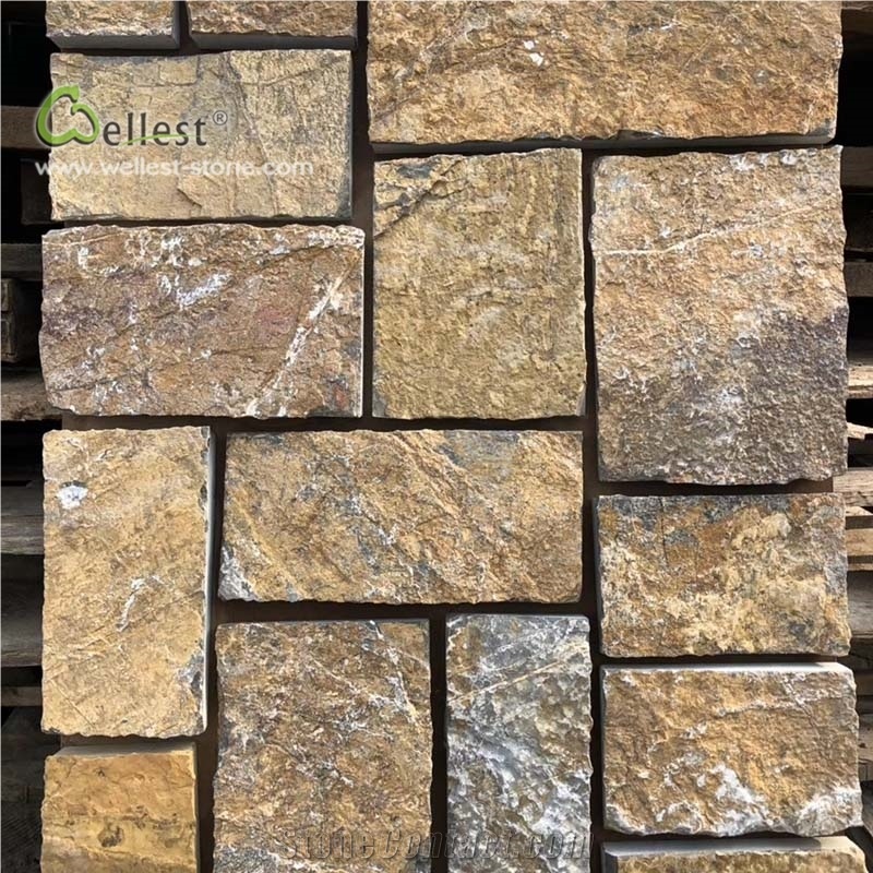 Yellow and Beige Loose Stone Brick Look