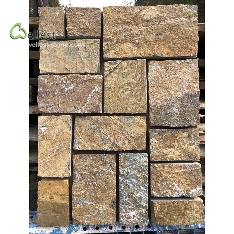 Yellow and Beige Loose Stone Brick Look