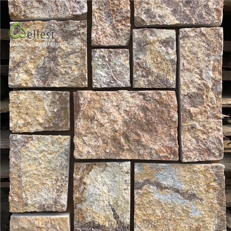 Yellow and Beige Loose Stone Brick Look