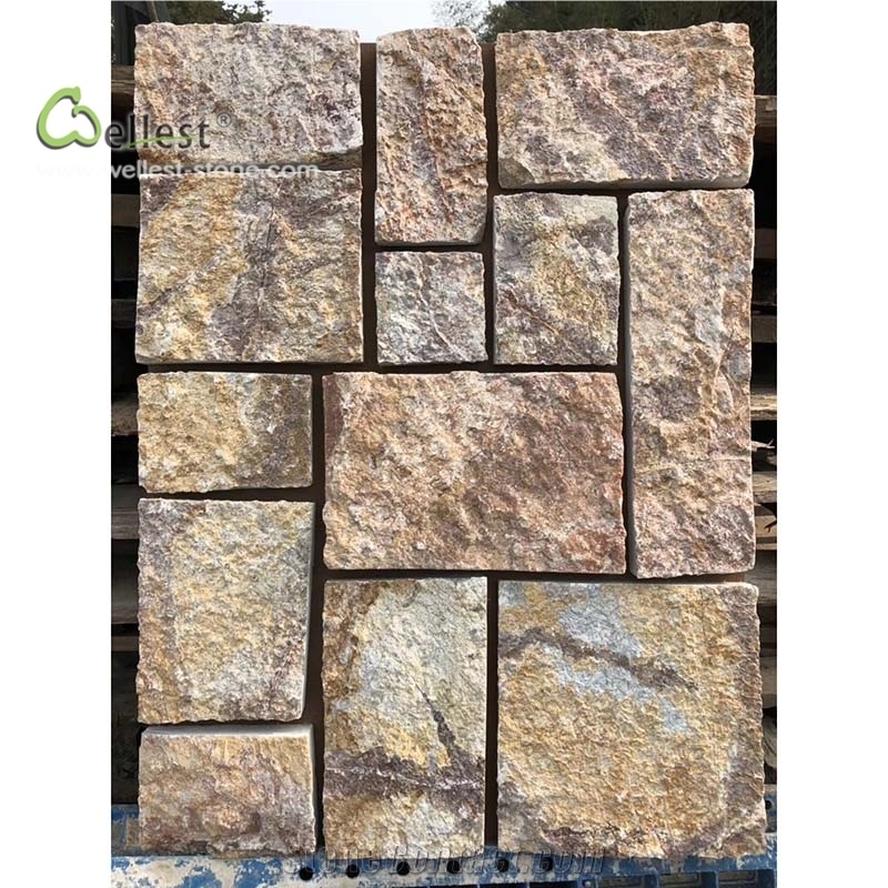 Yellow and Beige Loose Stone Brick Look