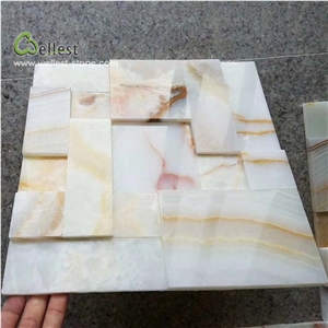 Yellow Beige Ledgestone Onyx Jade Veneer