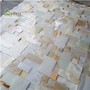 Yellow Beige Ledgestone Onyx Jade Veneer