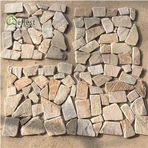 Yellow Flat Pebble Look Mosaic Meshed Pattern