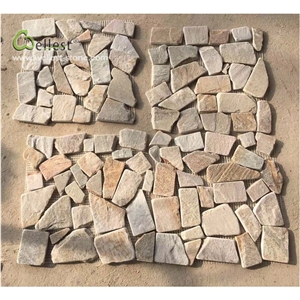 Yellow Flat Pebble Look Mosaic Meshed Pattern