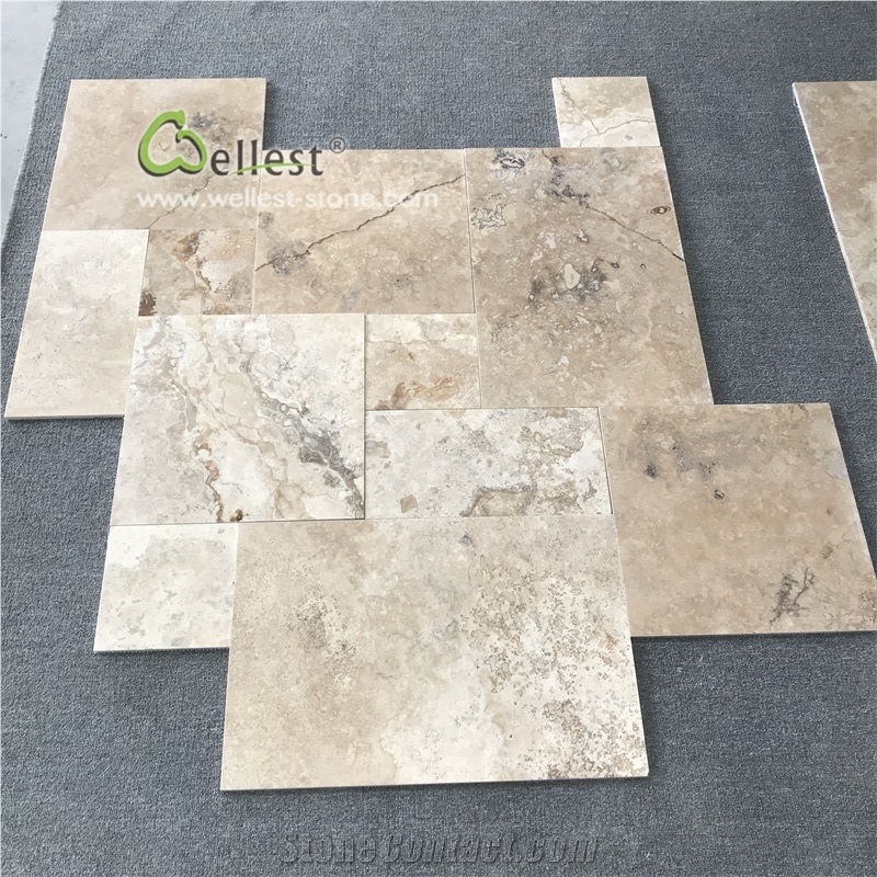 Yellow Golden Travertine French Pattern Floor Tile