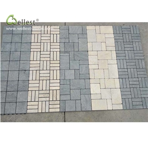Yellow Grey Paver Pattern Mesh Back Floor Pavement
