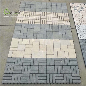 Yellow Grey Paver Pattern Mesh Back Floor Pavement