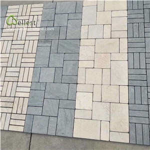 Yellow Grey Paver Pattern Mesh Back Floor Pavement